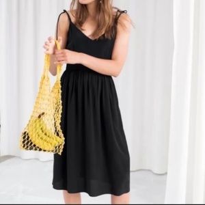 & Other Stories Black MIDI Dress